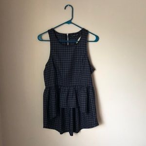 Navy peplum high-low top